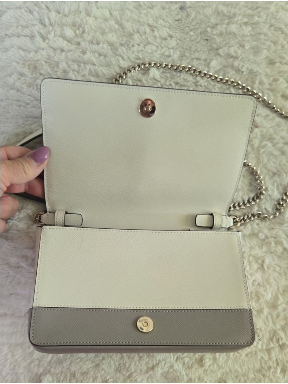 kate spade White and Light Gray Crossbody with Gold Chain - Picture 3 of 8